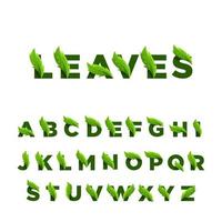 design alfabeto in foglie verdi vettore