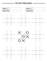 foglio di carta gioco tic tac toe vettore