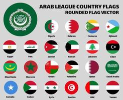 la collezione di set di bandiere dei paesi della lega araba. vettore piatto arrotondato