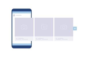 smartphone con interfaccia grafica vettoriale di annunci carosello di social media