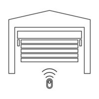 icona della linea di contorno della porta del garage colore nero illustrazione vettoriale immagine stile piatto sottile