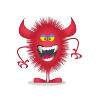 illustrazione del personaggio del mostro rosso del fumetto sveglio arrabbiato. adatto per il design di t-shirt, stampe, decorazioni di Halloween, decorazioni per feste di compleanno, libri per bambini, emblemi, logo o adesivi. illustrazione vettoriale