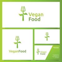 design del logo alimentare vegano e pacchetto di branding vettore