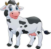 cartone animato di mucca isolato su sfondo bianco vettore