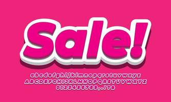 grassetto 3d rosa e bianco numero lettera girly o design effetto font vettore