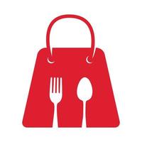 shopping bag con cucchiaio forchetta cibo ristorante mercato icona logo disegno vettoriale