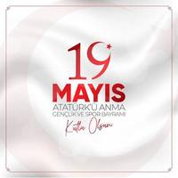 19 mayis ataturk'u anma, genclik ve spor bayrami. 19 maggio commemorazione dell'ataturk, giornata della gioventù e dello sport. vettore