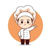 carino felice maschio panetteria chef cartone animato manga chibi mascotte logo personaggio vettore