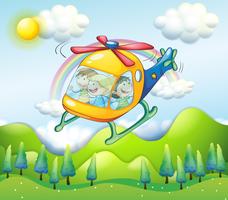 Un elicottero con bambini vettore