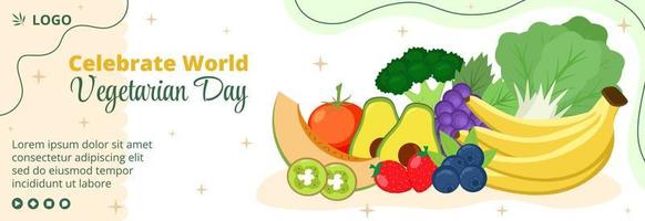 illustrazione di design piatto del modello di copertina della giornata vegetariana mondiale modificabile di sfondo quadrato adatto per i social media o il biglietto di auguri vettore