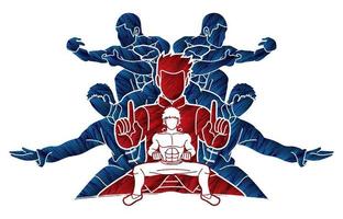 silhouette gruppo di combattente di kung fu vettore