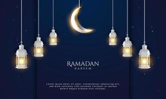 sfondo del ramadan kareem con l'illustrazione della lanterna. illustrazione vettoriale. vettore