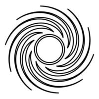 buco nero forma a spirale vortice portale contorno icona contorno colore nero illustrazione vettoriale immagine in stile piatto