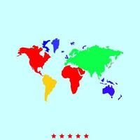 set di mappa del mondo è un'icona a colori. vettore