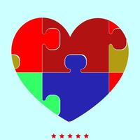 cuore con puzzle è un'icona a colori. vettore