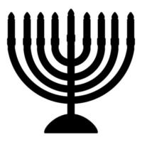 chanukah menorah candelabro per le vacanze ebraiche con candele israele icona portacandele colore nero illustrazione vettoriale immagine in stile piatto
