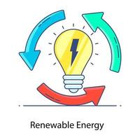 icona di contorno piatto dell'icona di energia rinnovabile, energia sostenibile vettore