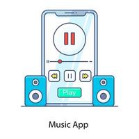 icona di contorno piatto dell'app musicale, lettore musicale vettore