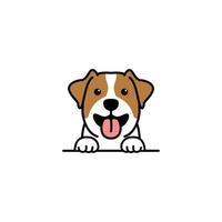carino jack russell terrier cucciolo sorridente cartone animato, illustrazione vettoriale