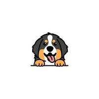simpatico cucciolo di montagna bernese sorridente cartone animato, illustrazione vettoriale