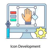 logo in via di sviluppo, icona del contorno piatto dello sviluppo dell'icona vettore