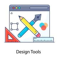 icona di contorno piatto di strumenti di progettazione, cancelleria vettore