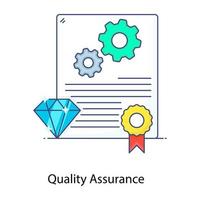icona del contorno piatto di garanzia della qualità, analisi della qualità vettore