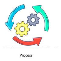 icona di processo piatto contorno, operazioni industriali vettore