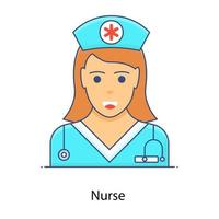 un avatar professionale sanitario, vettore di contorno piatto infermiere