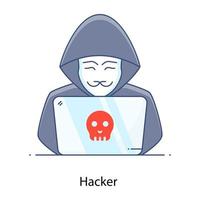 icona di hacker nel design concettuale del contorno piatto, agente segreto vettore
