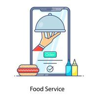 icona del contorno piatto del servizio di ristorazione, prenotazione di cibo online vettore