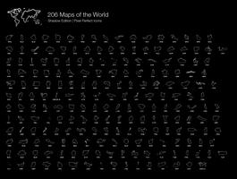 Mappe del mondo Pixel Perfect Icons (stile della linea) Shadow Edition. vettore