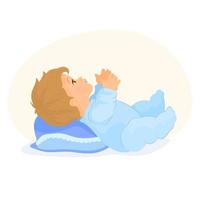 neonato neonato allargando le braccia in un abbraccio, sdraiato sul letto sulla schiena