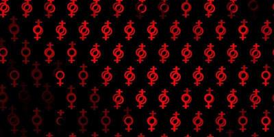 sfondo vettoriale rosso chiaro con simboli di donna.