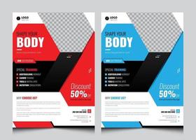 modello di volantino palestra fitness. centro fitness o altro evento sportivo, design volantino fitness, volantino centro fitness o modello di copertina poster vettore