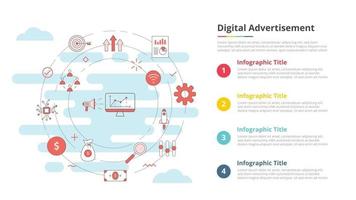 concetto di pubblicità digitale per banner modello infografica con informazioni sull'elenco a quattro punti vettore
