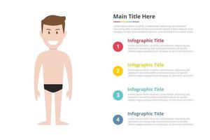 infografica del corpo umano con spazio libero di testo con vari colori e descrizioni - illustrazione vettoriale