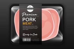 confezione di carne di maiale di prima qualità. etichetta di progettazione dell'imballaggio. maiale disegnato a mano vettore