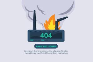 avviso di rete Internet 404 pagina di errore o file non trovato per la pagina web. vettore