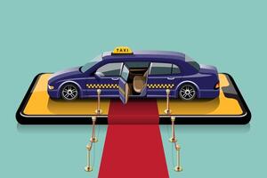 taxi limousine per passeggeri speciali. illustrazione vettoriale del concetto di servizio VIP.