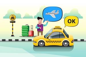 tassista e taxi clienti del servizio. vettore