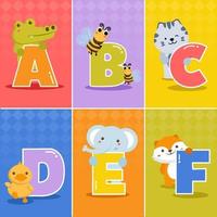 set di cartone animato divertente differenza alfabeti inglesi vettore