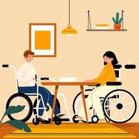 le coppie disabili cenano insieme vettore