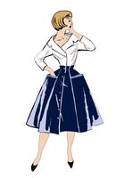 Donna di stoffa elegante Fashion dressed girl 1960&#39;s style: Retro dress party vettore