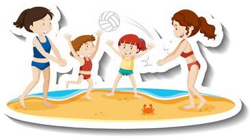 bambini che giocano a beach valley ball vettore