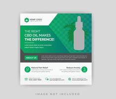 verde pulito cannabis canapa prodotto olio di cbd post sui social media o modello di progettazione di banner web vettore