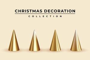 illustrazione della collezione di decorazioni natalizie dorate realistiche vettore