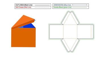 scatola regalo triangolo e scatola cibo triangolo, scatola triangolo ondulato e modello dieline con vettore 3d, ridimensionabile e modificabile