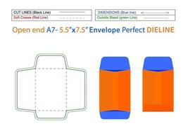 busta aperta o busta catalogo a7- modello fustella 5,5x7,5 pollici e busta 3d modificabile facilmente ridimensionabile vettore