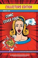 pagina di copertina del libro di fumetti con bella donna e fumetti su sfondo rosso testurizzato illustrazione vettoriale